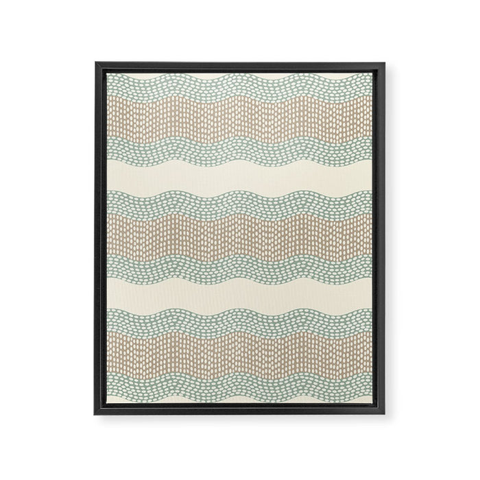 Wavy River I in cream, sage green, tan Framed Canvas Print Gallery Image 1