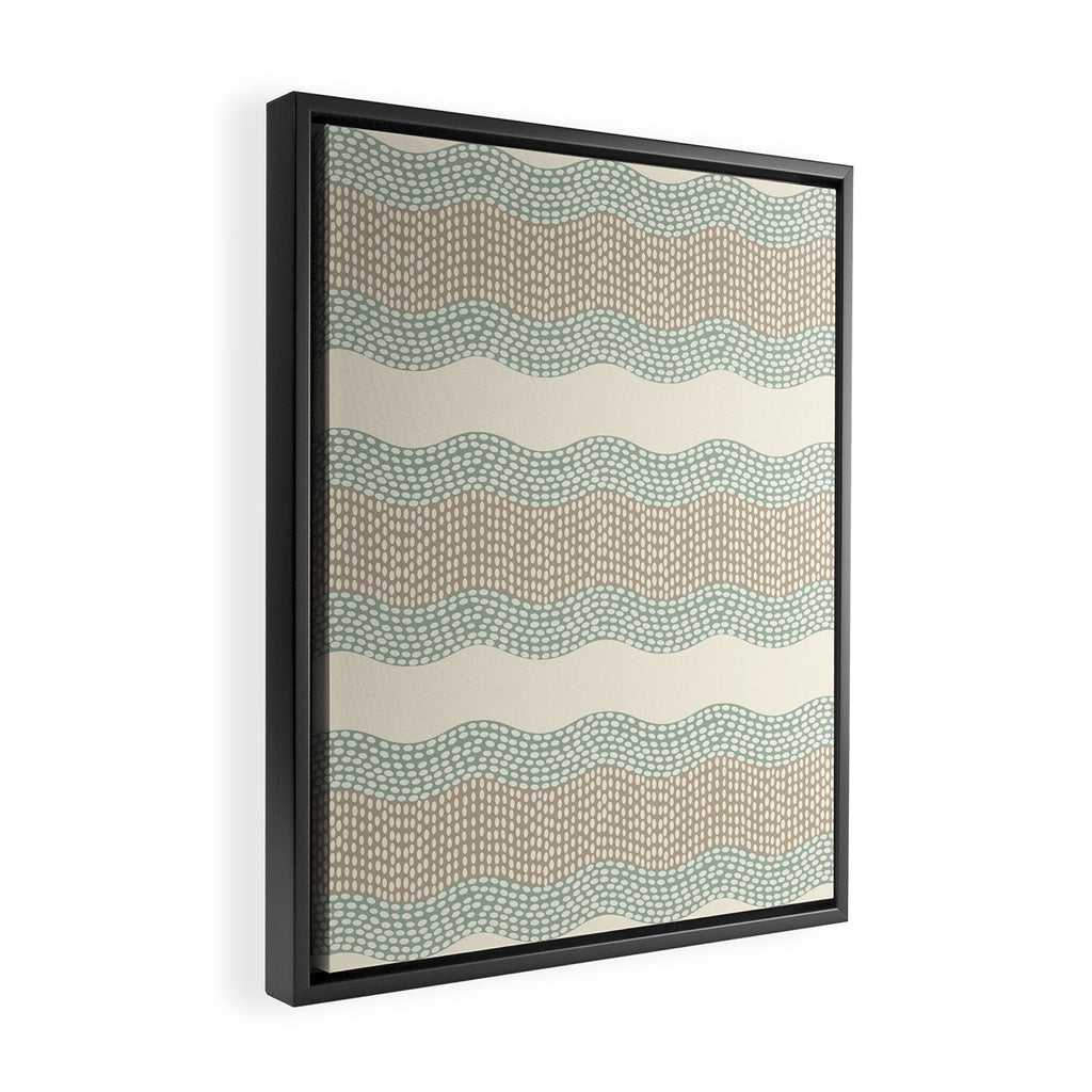 Wavy River I in cream, sage green, tan Framed Canvas Print Gallery Image 2