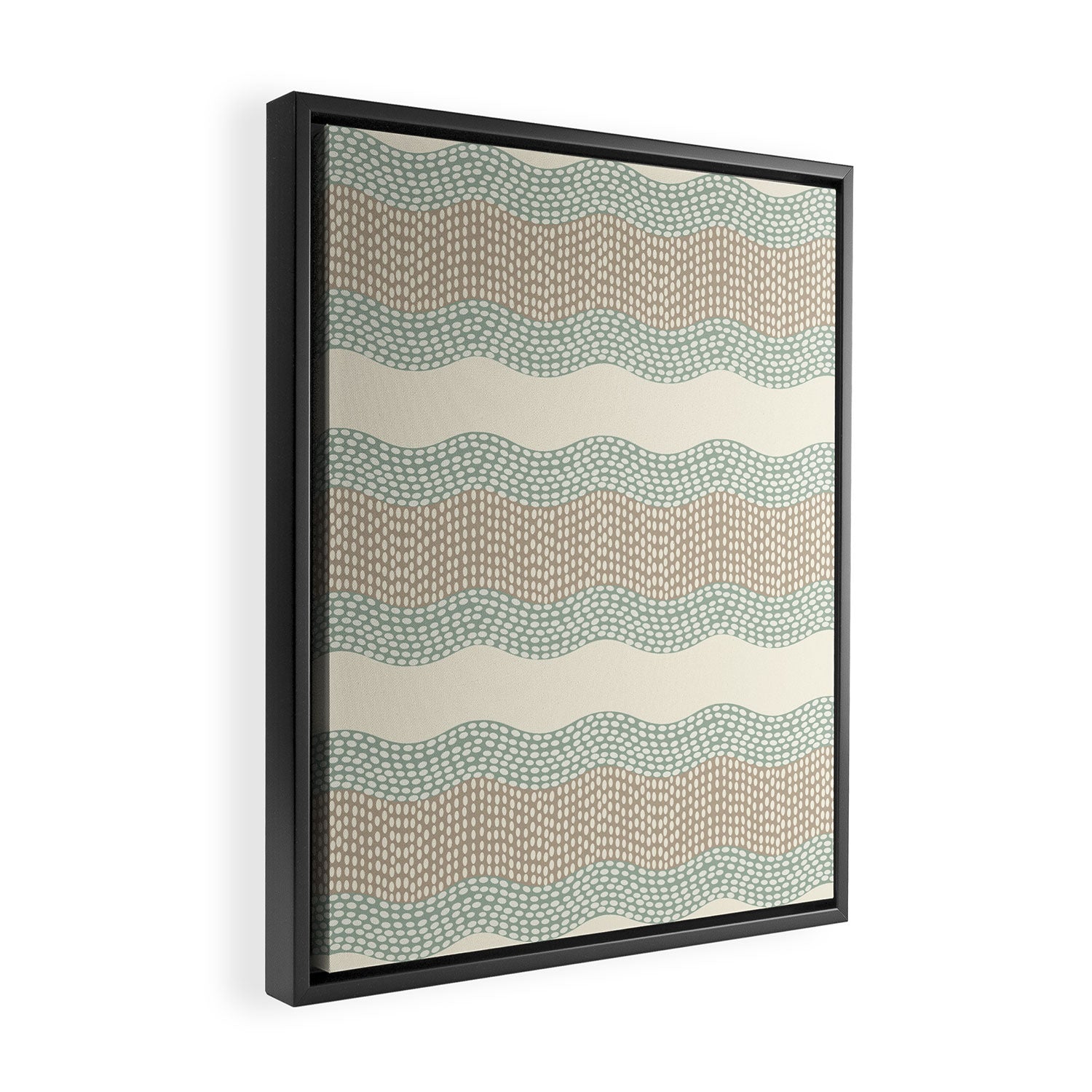Wavy River I in cream, sage green, tan Framed Canvas Print Gallery Image 2