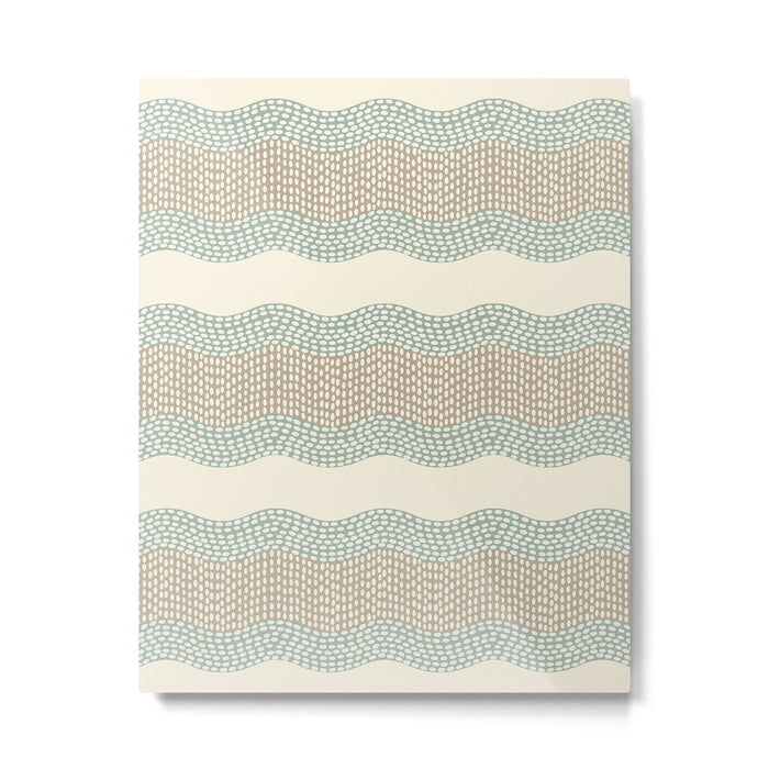 Wavy River I in cream, sage green, tan Metal Print Gallery Image 1