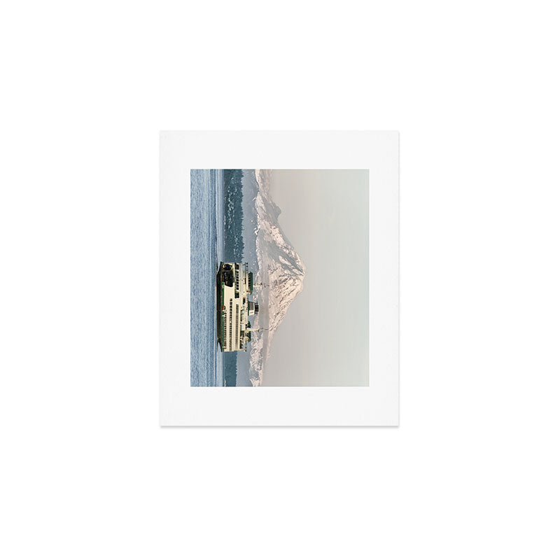 Seattle Bainbridge Island Ferry with Mount Rainier Art Print