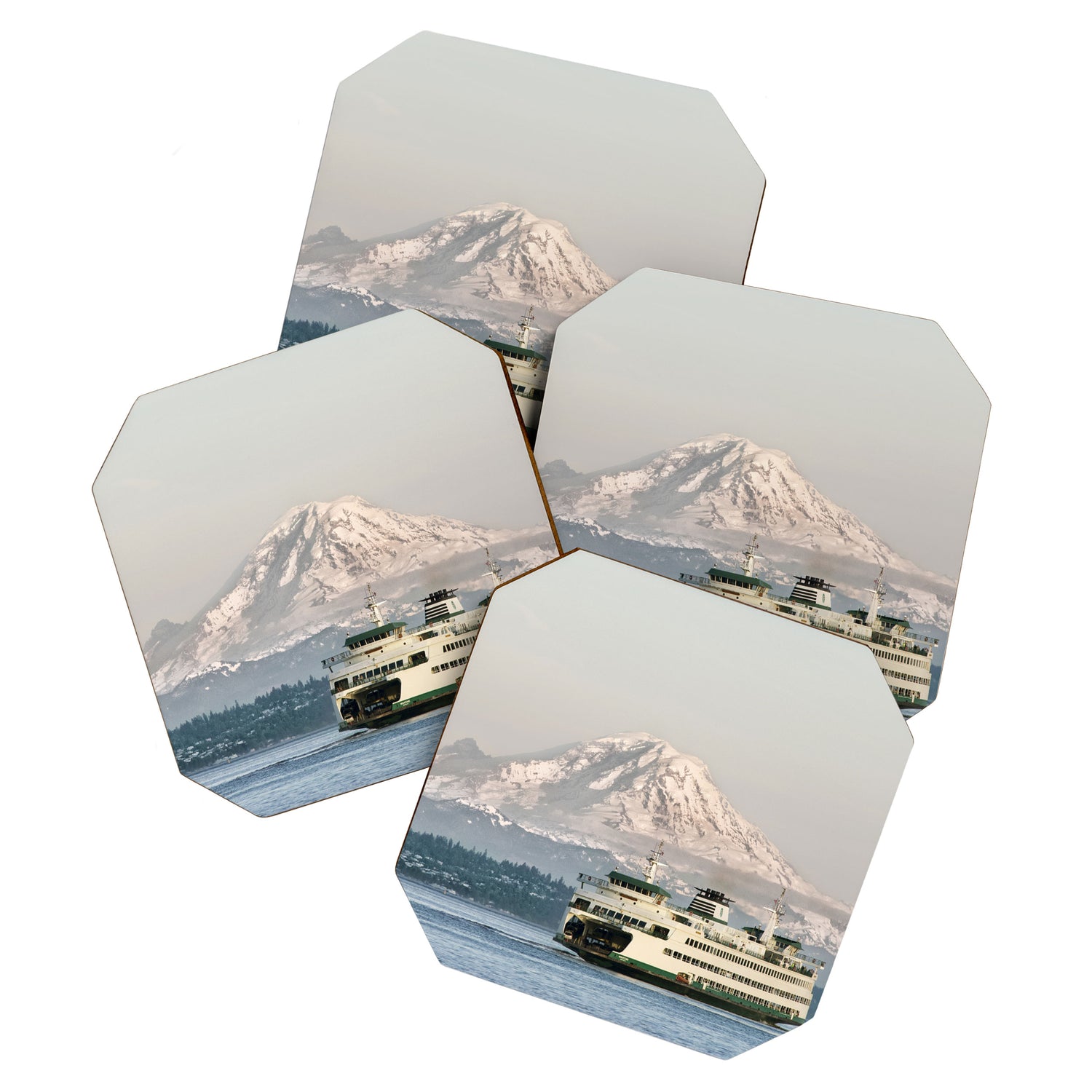 Seattle Bainbridge Island Ferry with Mount Rainier Coaster Gallery Image 1
