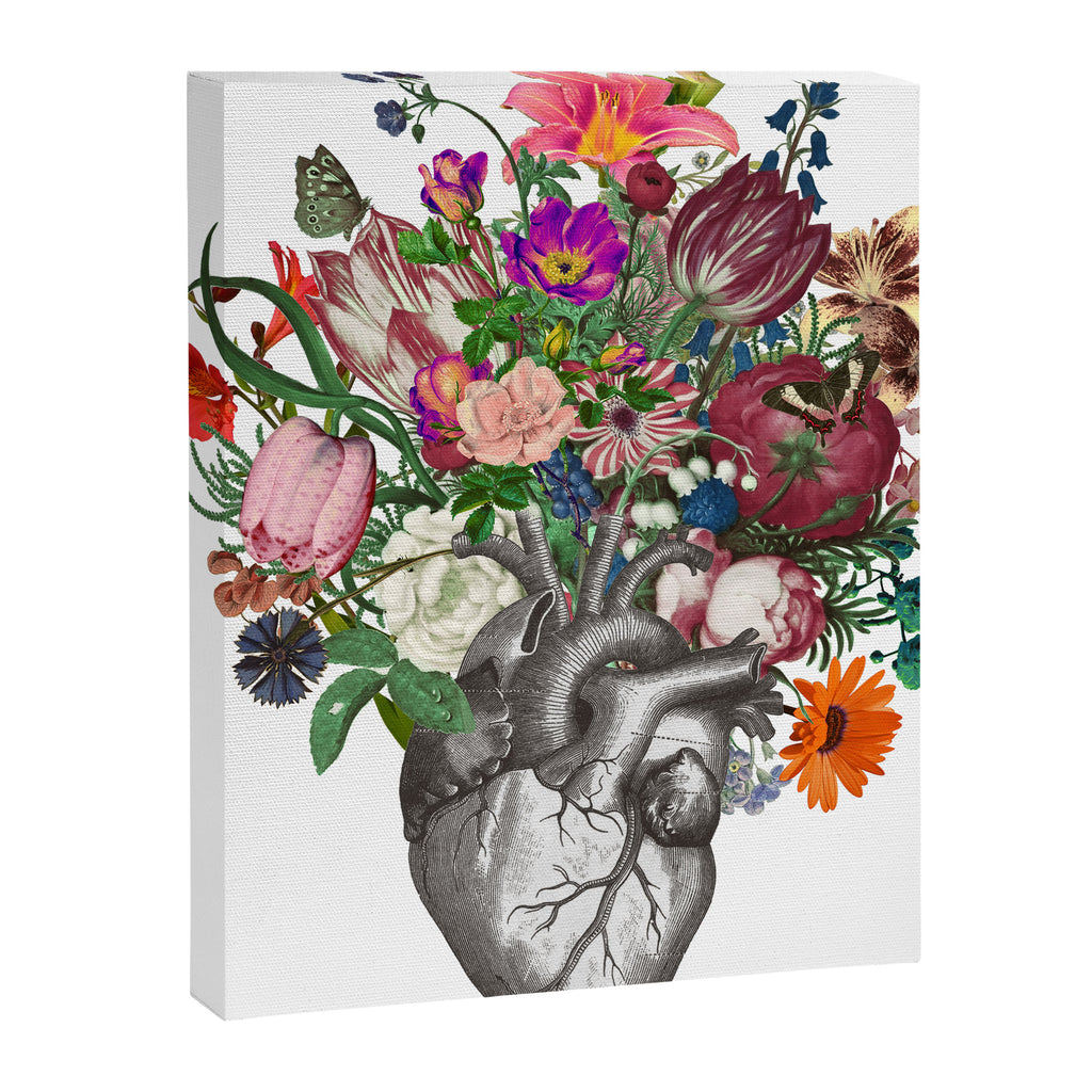 Anatomical heart and flowers Canvas Print Gallery Image 6
