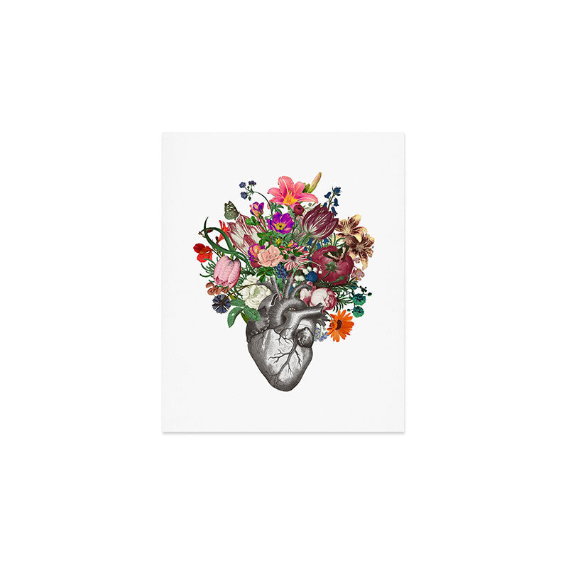 Anatomical heart and flowers Art Print Gallery Image 1