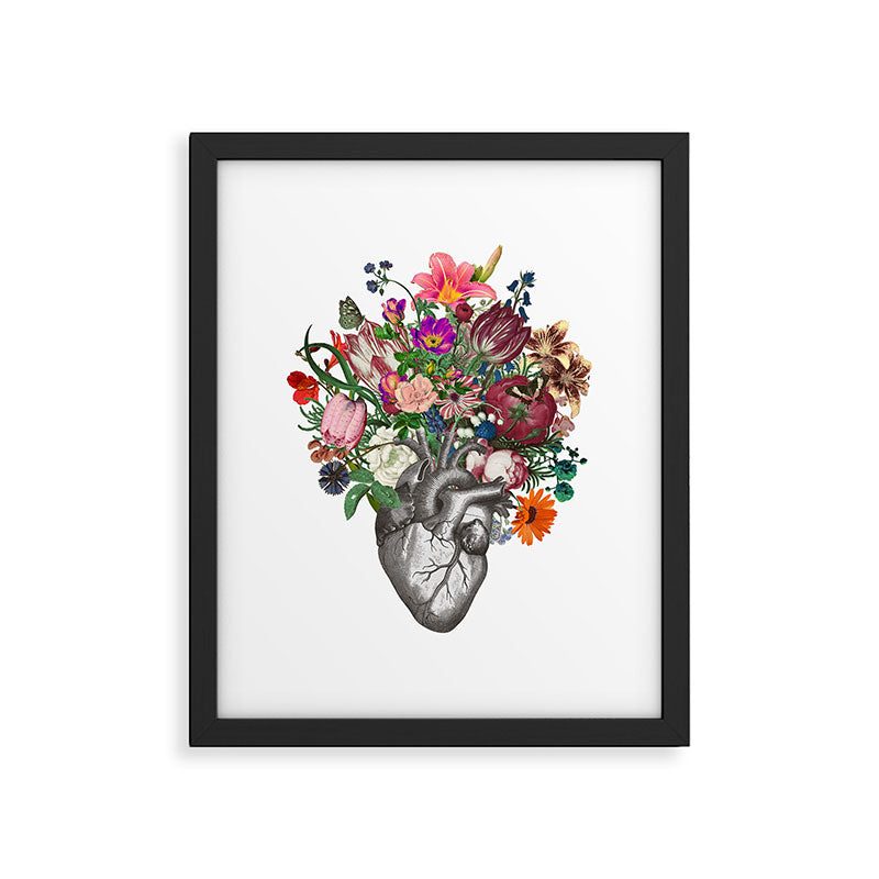 Anatomical heart and flowers Framed Art Print Gallery Image 5