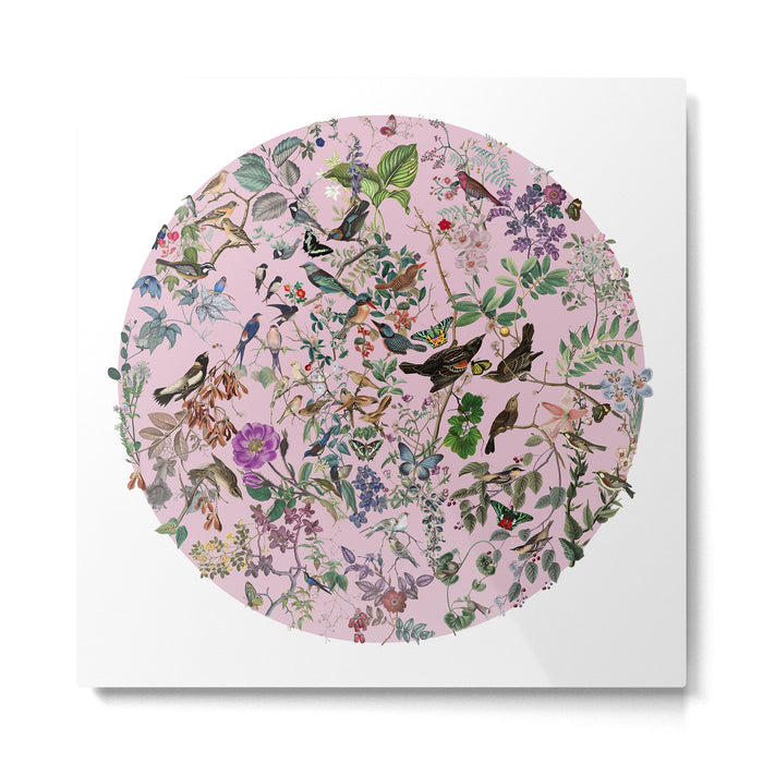 Bird menagerie mauve Metal Print Gallery Image 1
