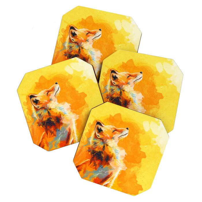 Blissful Light - Fox portrait Coaster Gallery Image 1