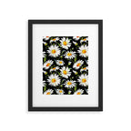 Floral Kingdom Cute White Daisy On Black Background Framed Art Print Gallery Image 5