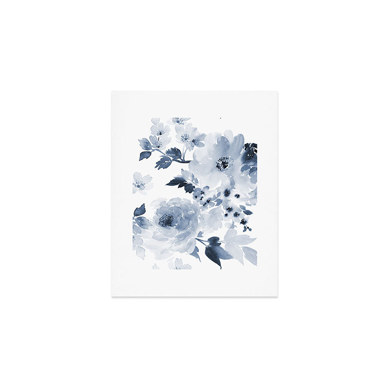 Floral Kingdom Watercolor Navy Blue Painting Of Flowers Peony Art Print Gallery Image 1