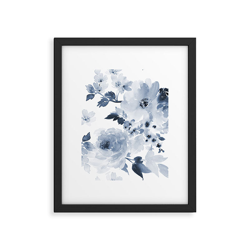 Floral Kingdom Watercolor Navy Blue Painting Of Flowers Peony Framed Art Print Gallery Image 5
