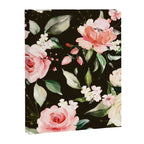 Pink & White Roses On Black Background Watercolor Painting Floral Pattern Canvas Print Gallery Image 6