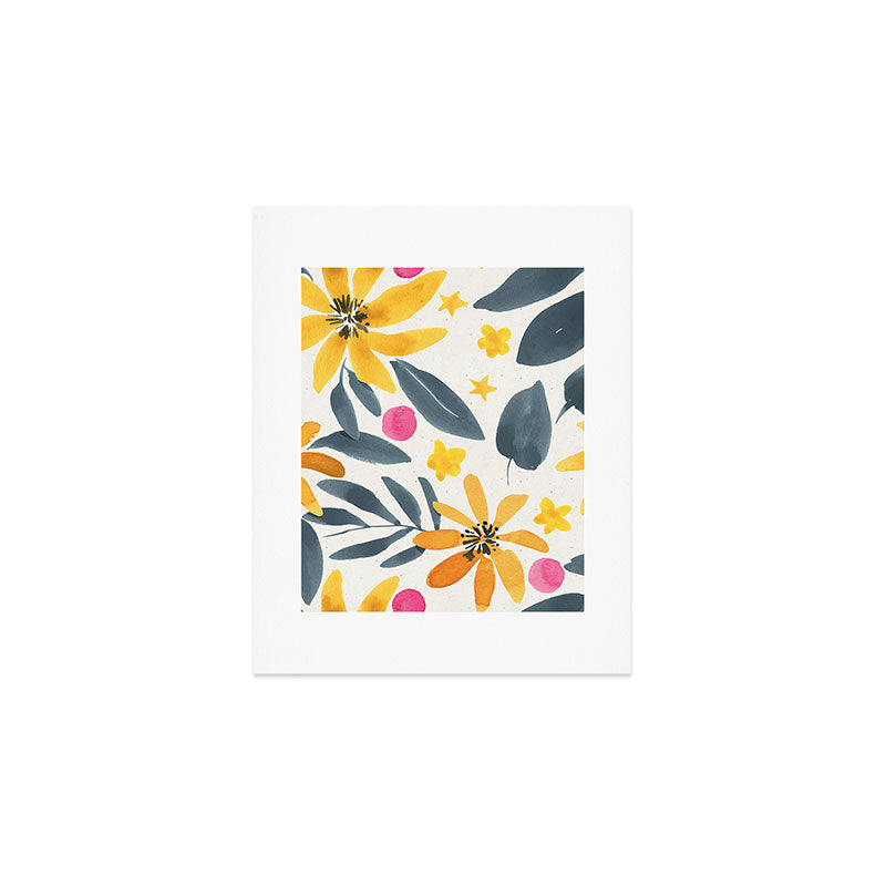 Watercolor Painting Fantasy Yellow Flower Blooming Floral Kingdom Art Print Gallery Image 1