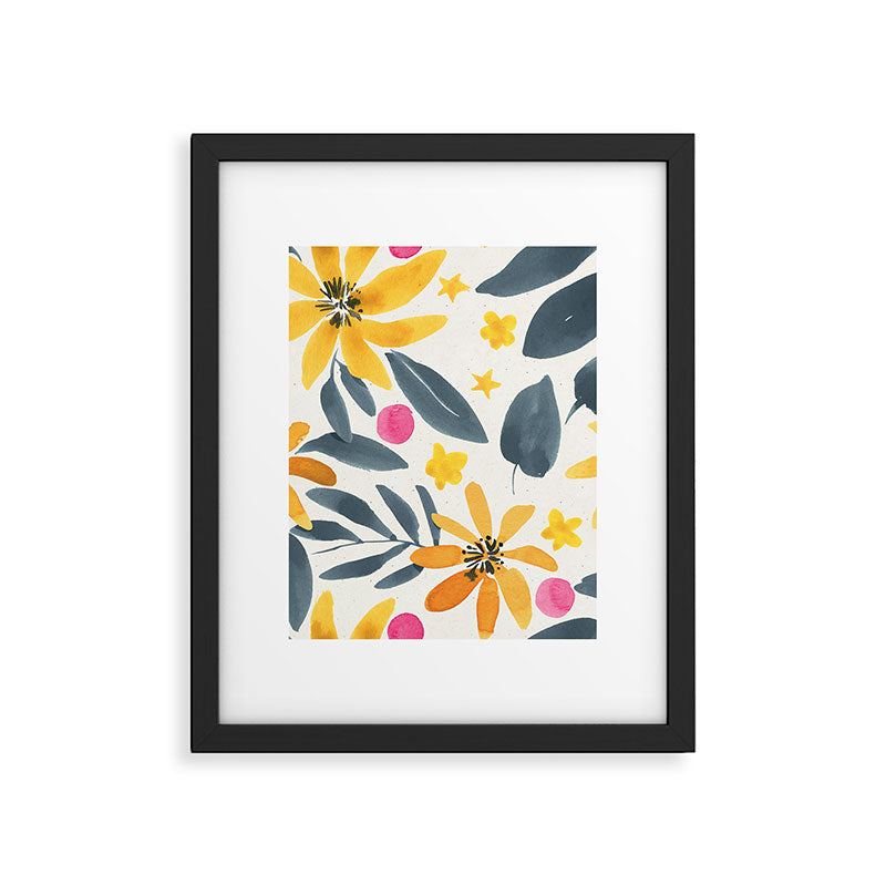 Watercolor Painting Fantasy Yellow Flower Blooming Floral Kingdom Framed Art Print Gallery Image 5