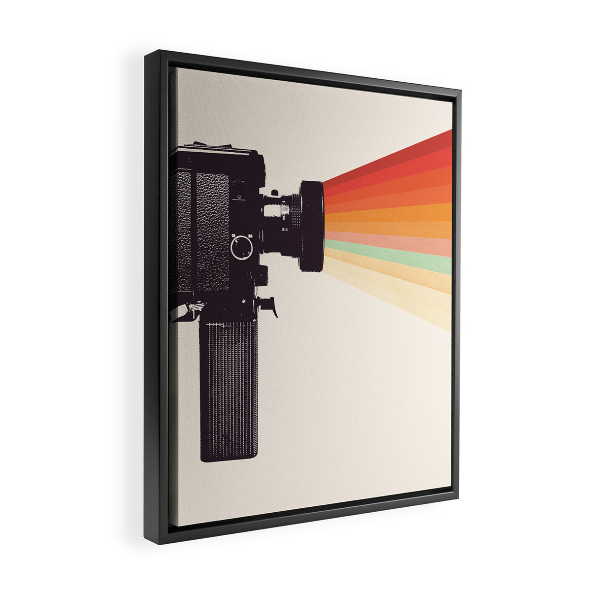 Movie Camera Rainbow Framed Canvas Print Gallery Image 2