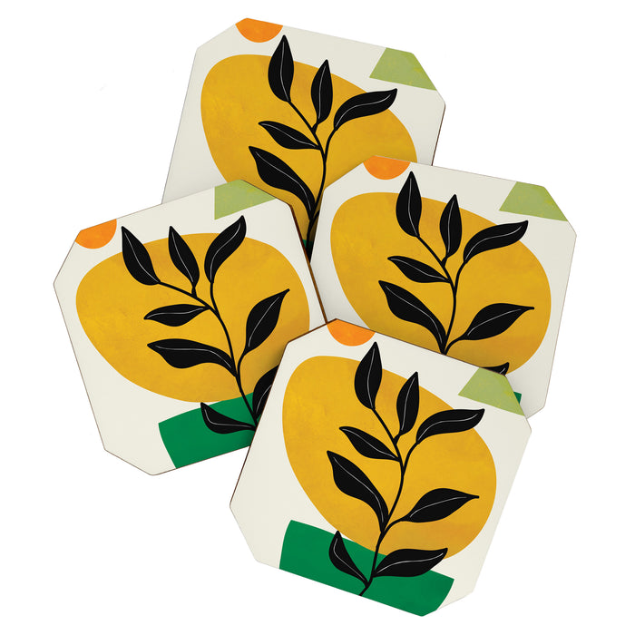 Abstract Organic Shapes and Leaves 2 Coaster Gallery Image 1
