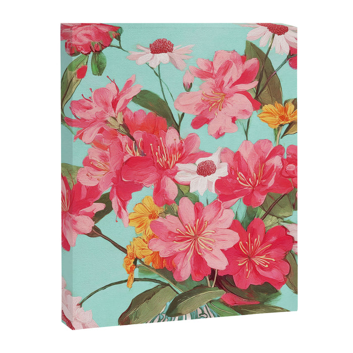 Azalea and Wildflower Bouquet on Teal Canvas Print Gallery Image 1