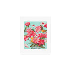 Azalea and Wildflower Bouquet on Teal Art Print Gallery Image 1