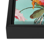 Azalea and Wildflower Bouquet on Teal Framed Canvas Print Gallery Image 3