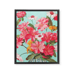 Azalea and Wildflower Bouquet on Teal Framed Canvas Print Gallery Image 6