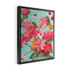 Azalea and Wildflower Bouquet on Teal Framed Canvas Print Gallery Image 2