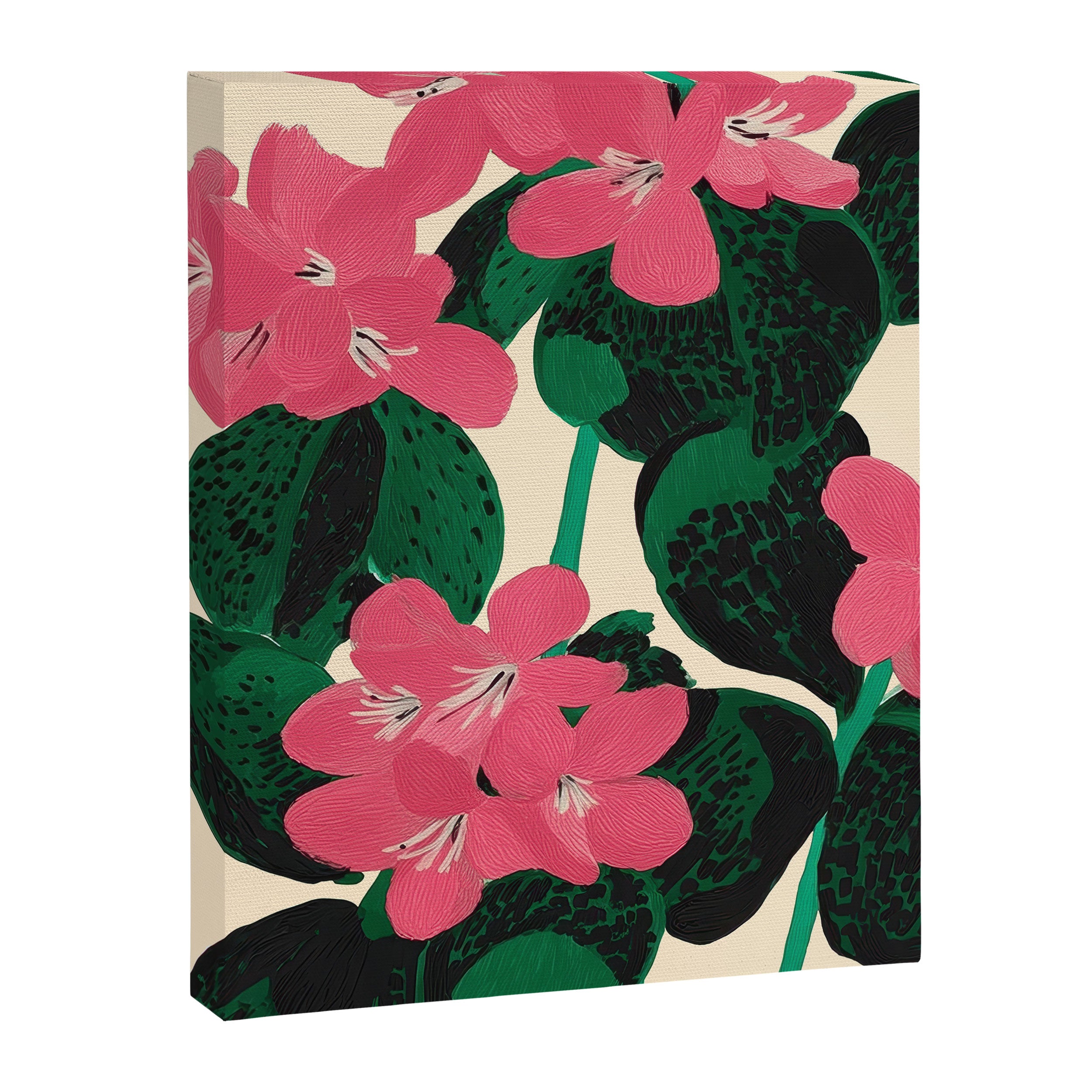 Azalea Blossoms with Jade Leaves Canvas Print Gallery Image 6
