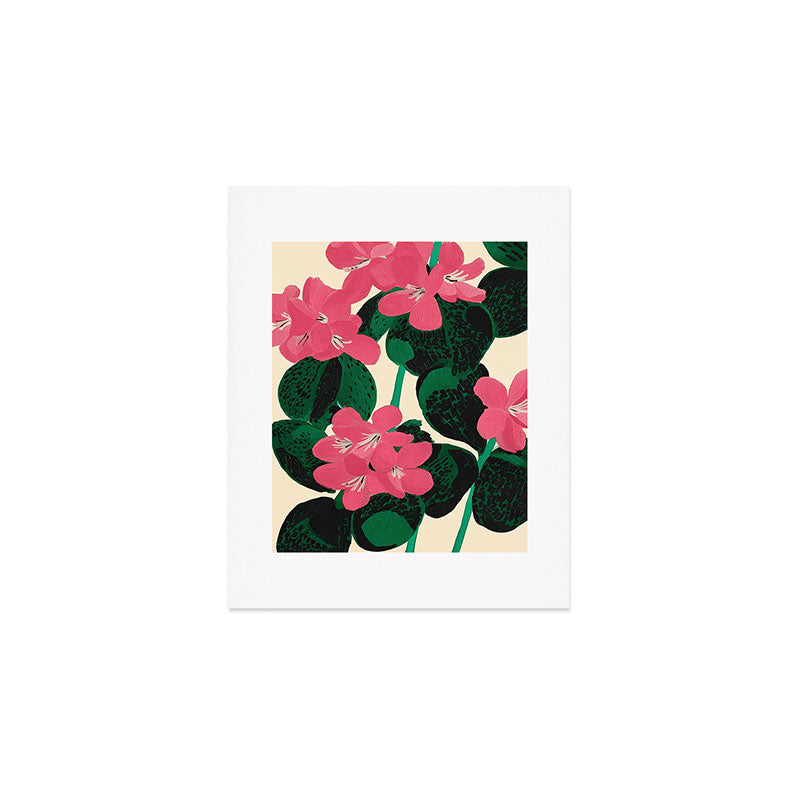 Azalea Blossoms with Jade Leaves Art Print Gallery Image 1