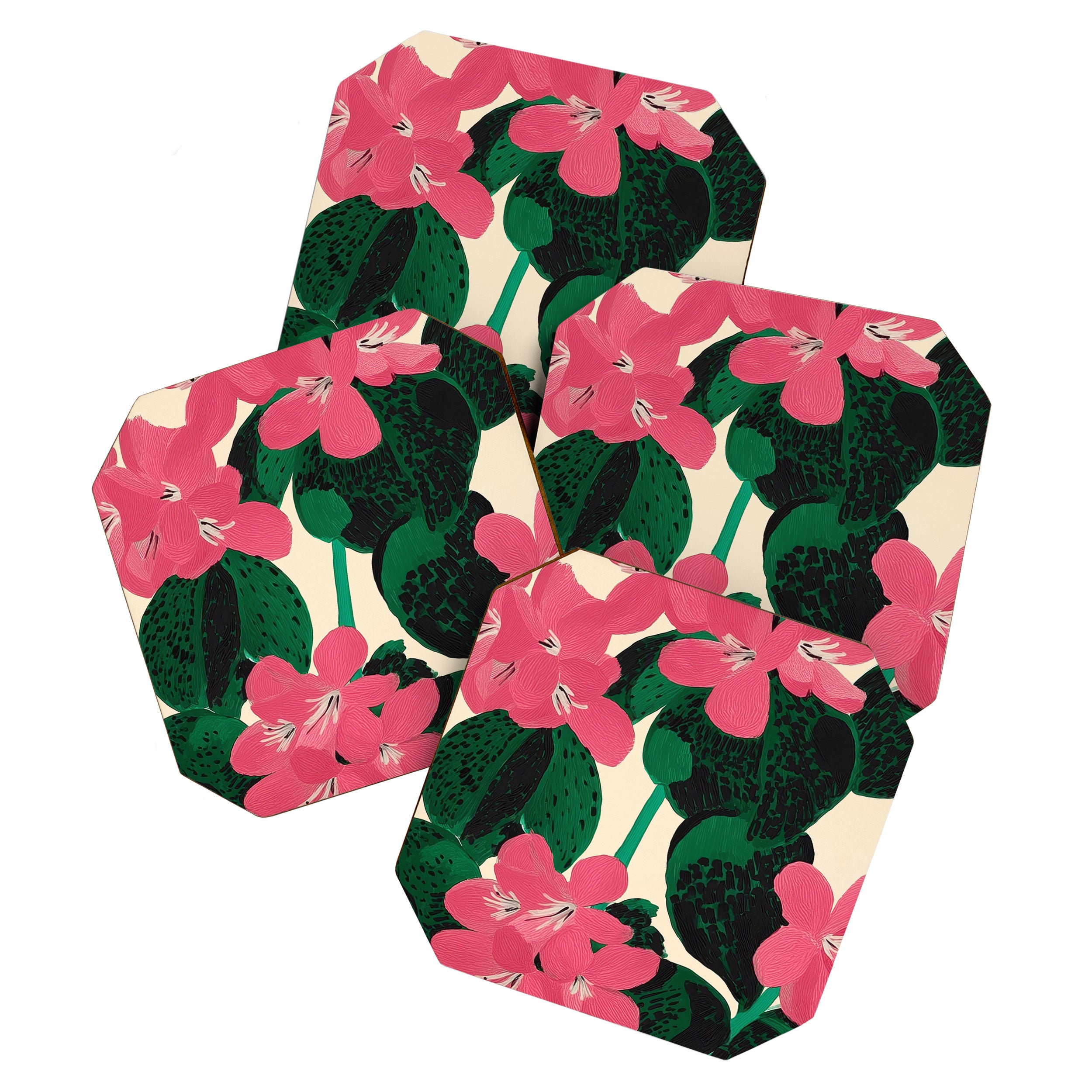 Azalea Blossoms with Jade Leaves Coaster Gallery Image 1