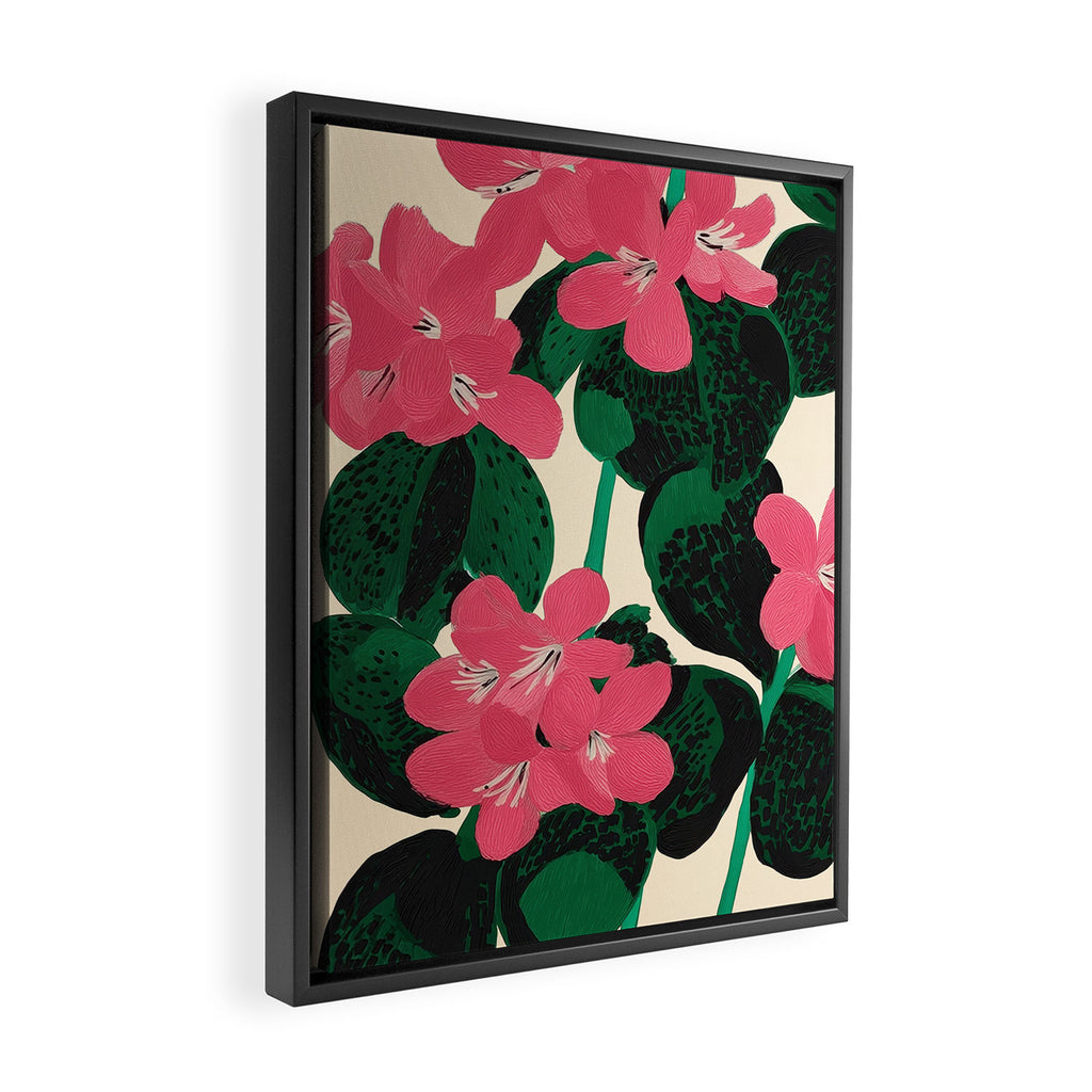 Azalea Blossoms with Jade Leaves Framed Canvas Print Gallery Image 2