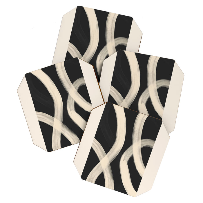 Black and White Abstract Line Art 1 Coaster Gallery Image 1