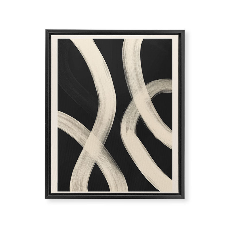 Black and White Abstract Line Art 1 Framed Canvas Print Gallery Image 6