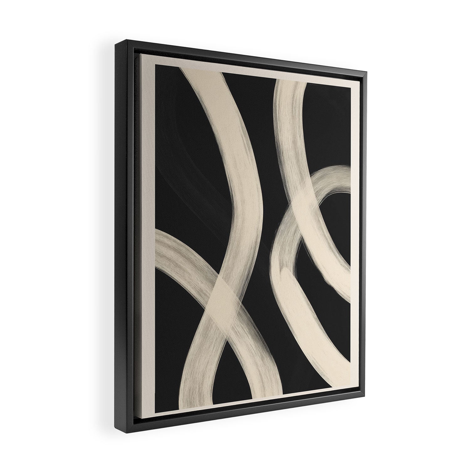 Black and White Abstract Line Art 1 Framed Canvas Print Gallery Image 2