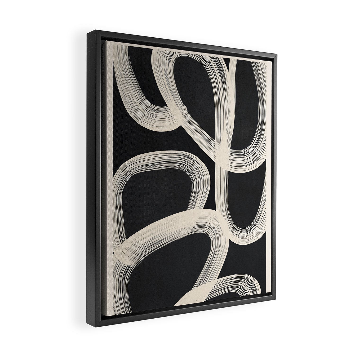 Black and White  Abstract Line Art  2 Framed Canvas Print Gallery Image 2