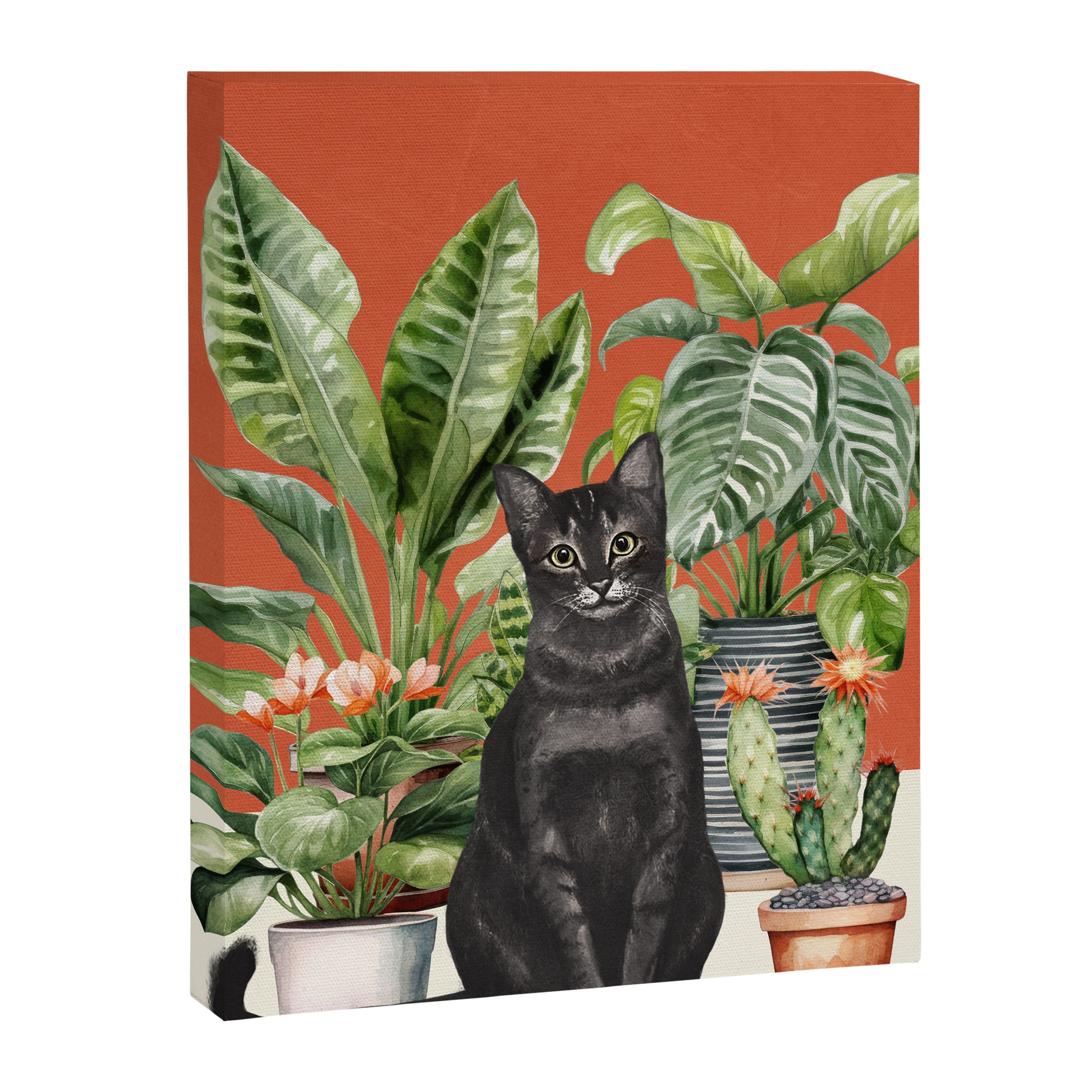 Black Cat And House Plants 3 Canvas Print Gallery Image 6