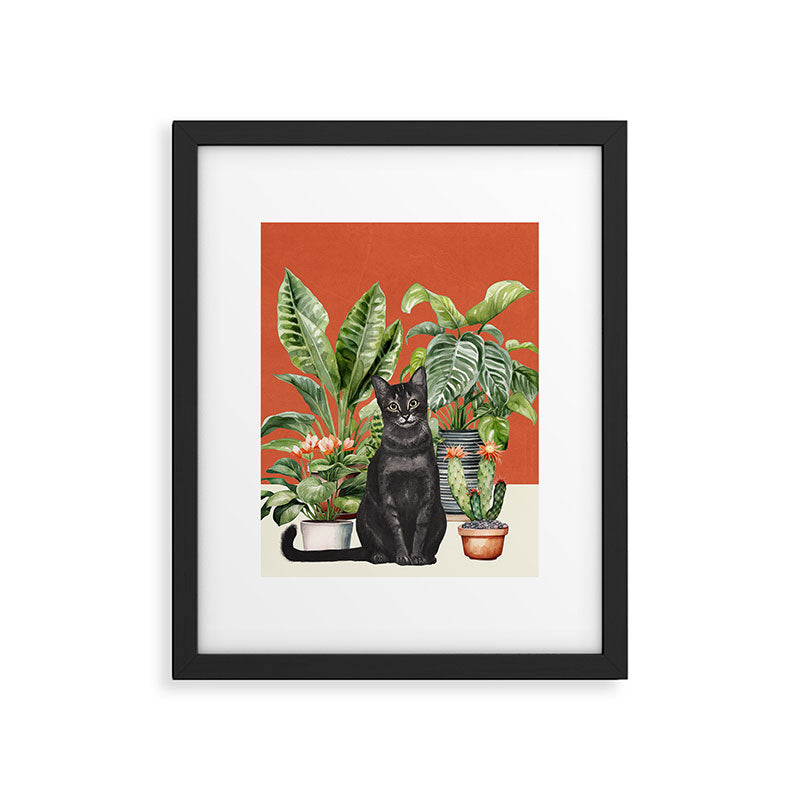 Black Cat And House Plants 3 Framed Art Print Gallery Image 5