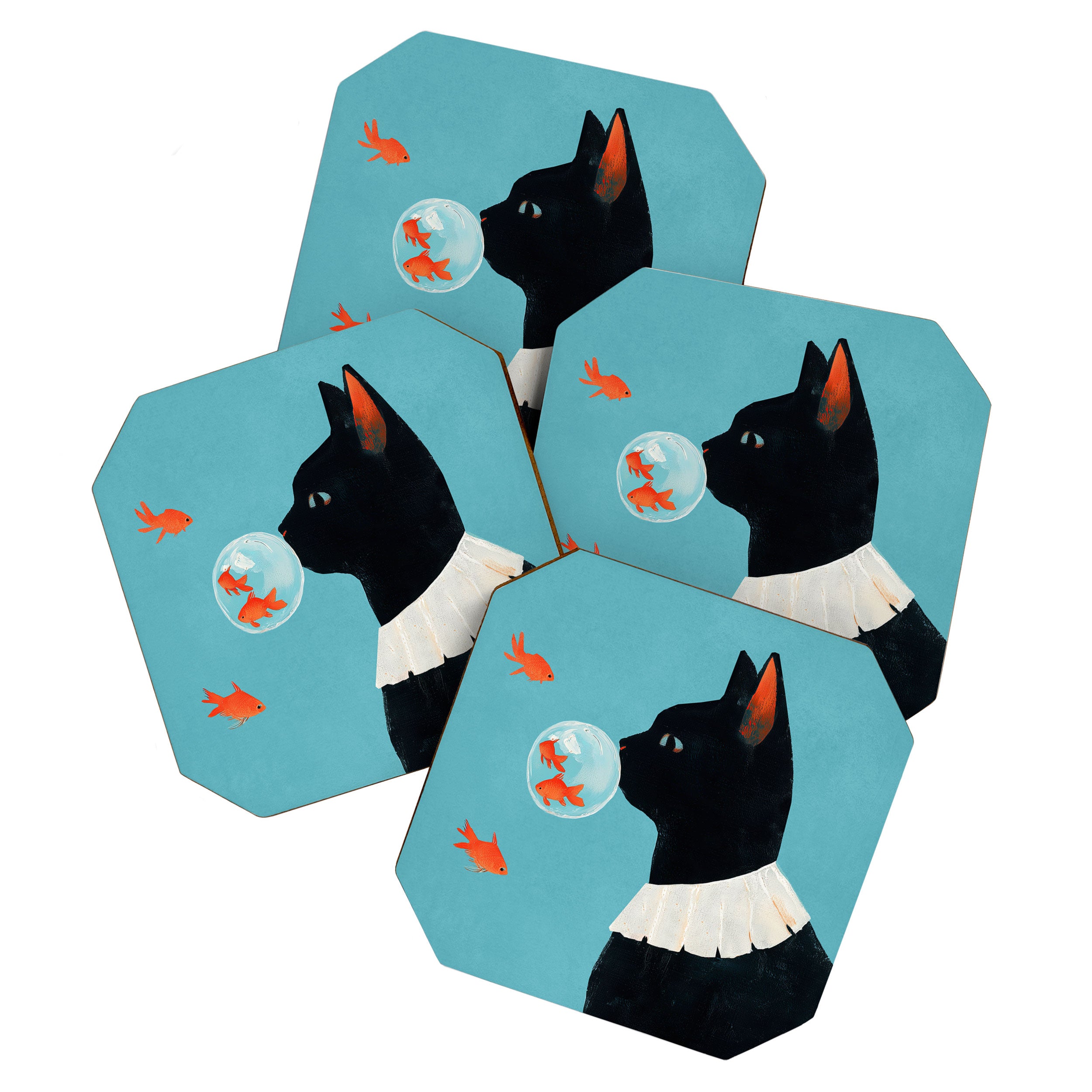 Cat and Goldfish Coaster Gallery Image 1