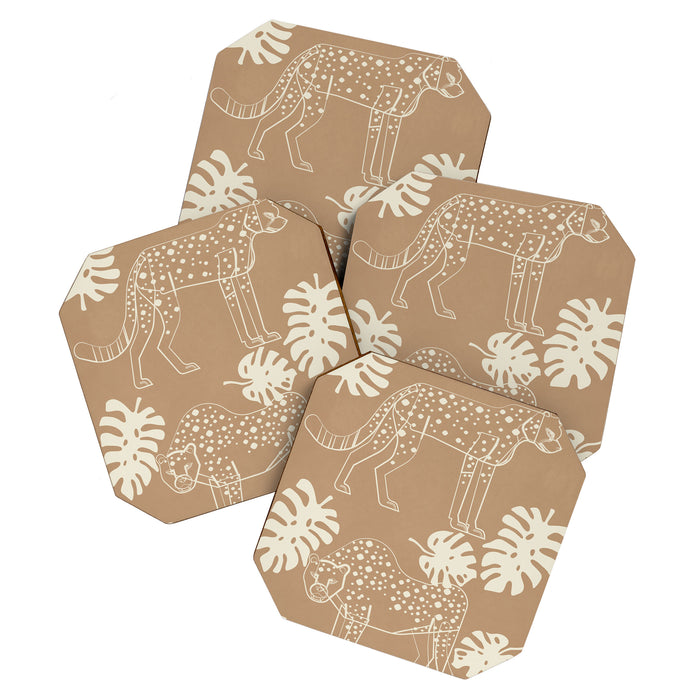 Cheetahs Monstera 1 Coaster Gallery Image 1