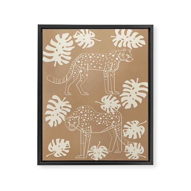 Cheetahs Monstera 1 Framed Canvas Print Gallery Image 6