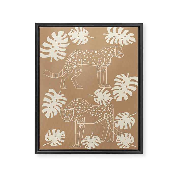Cheetahs Monstera 1 Framed Canvas Print Gallery Image 1
