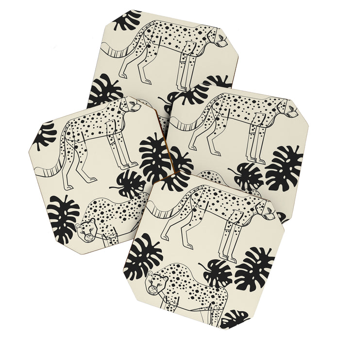 Cheetahs Monstera 4 Coaster Gallery Image 1