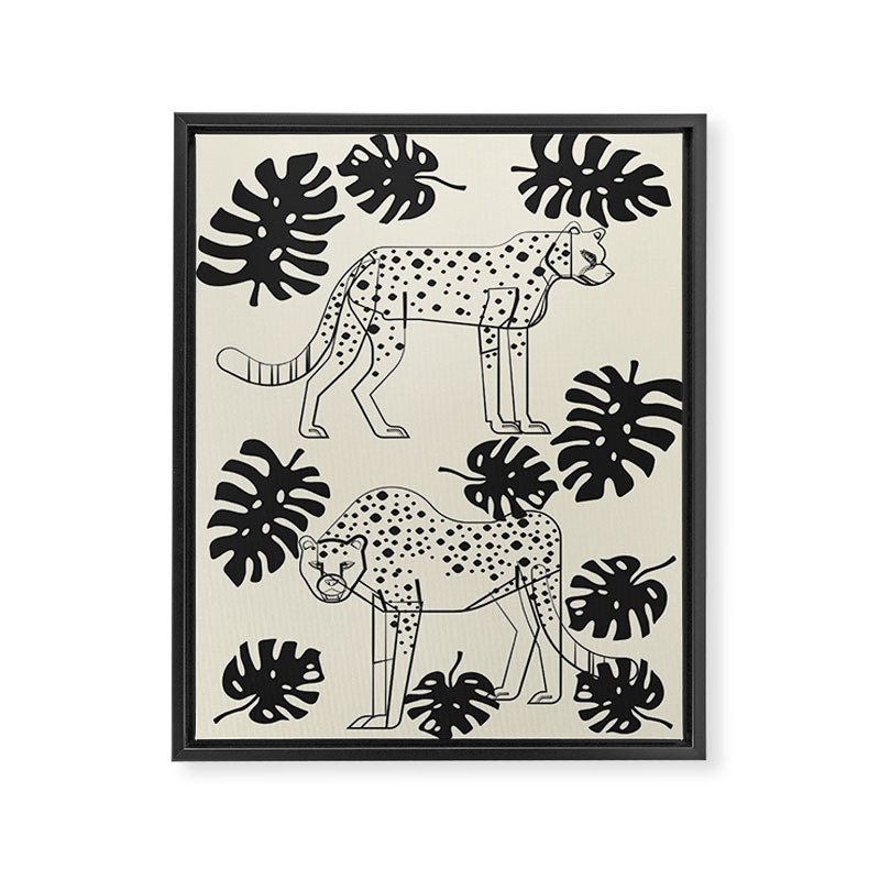 Cheetahs Monstera 4 Framed Canvas Print Gallery Image 6