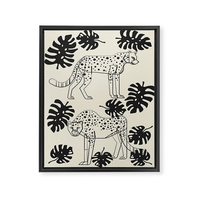 Cheetahs Monstera 4 Framed Canvas Print Gallery Image 1