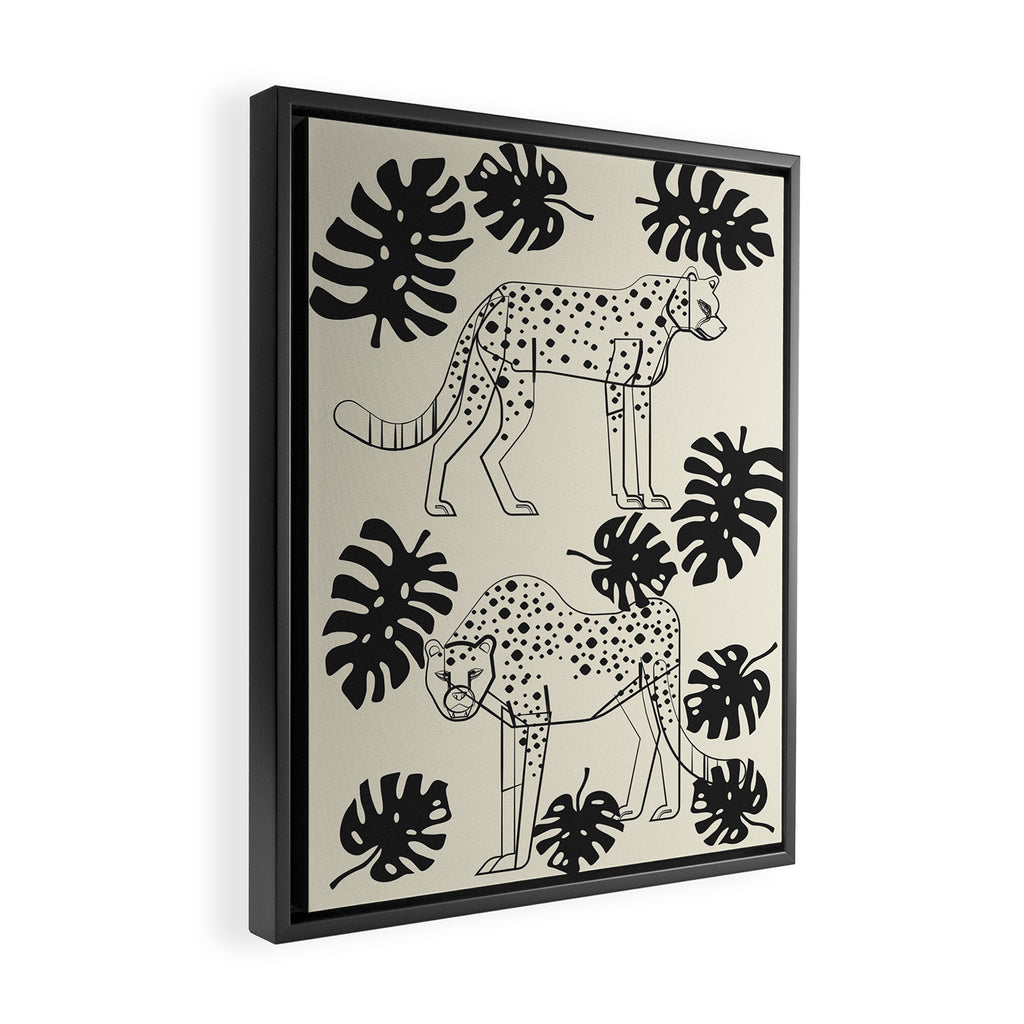 Cheetahs Monstera 4 Framed Canvas Print Gallery Image 2
