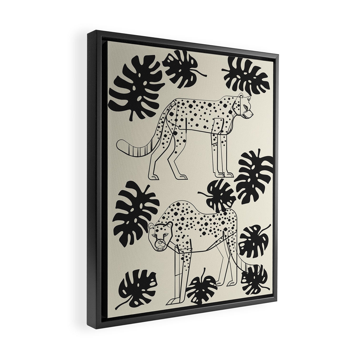 Cheetahs Monstera 4 Framed Canvas Print Gallery Image 2
