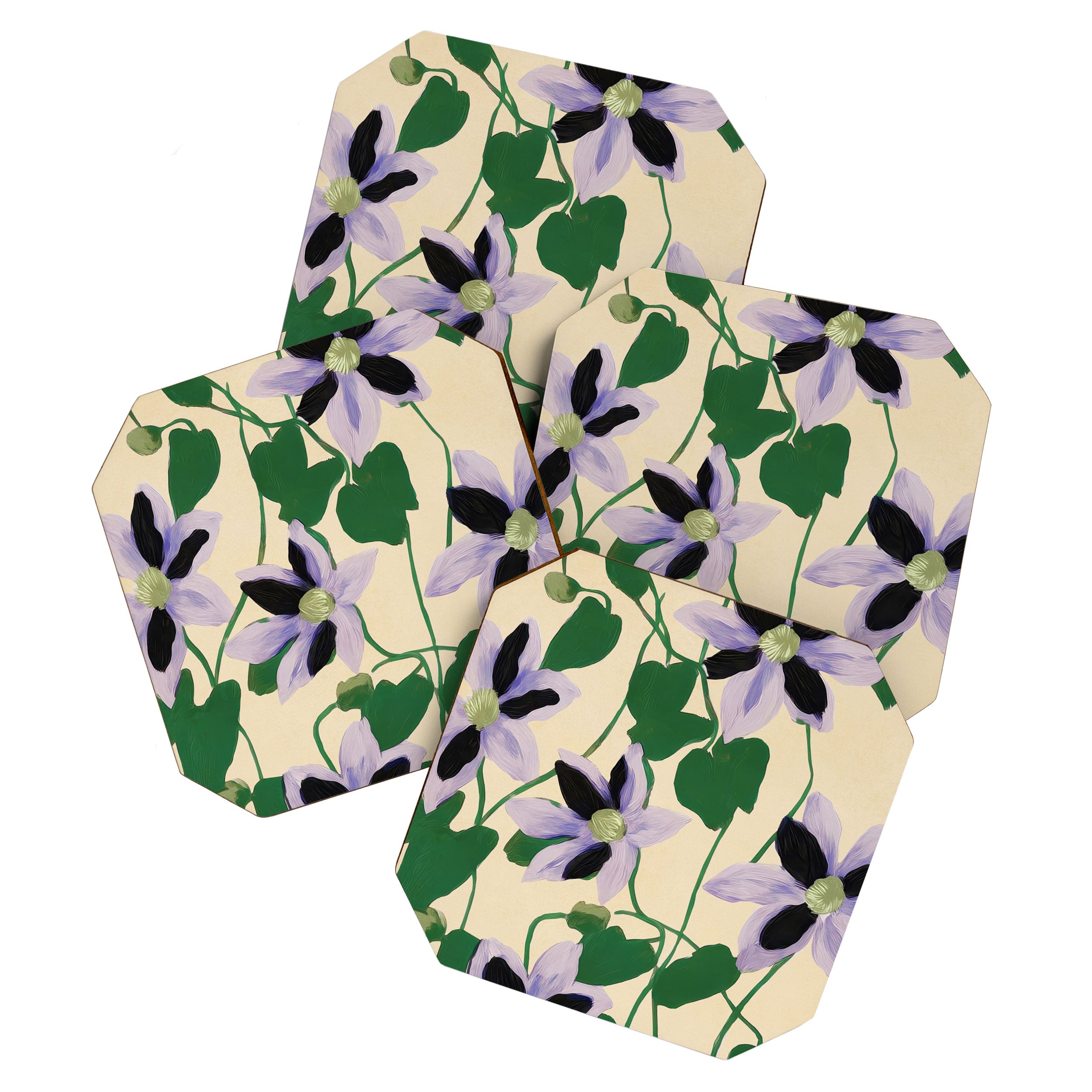 Clematis Botanical Illustration Coaster Gallery Image 1