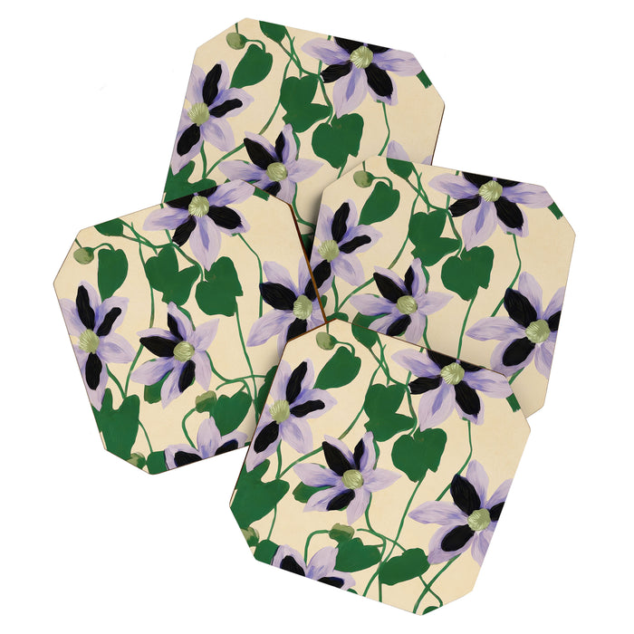 Clematis Botanical Illustration Coaster Gallery Image 1