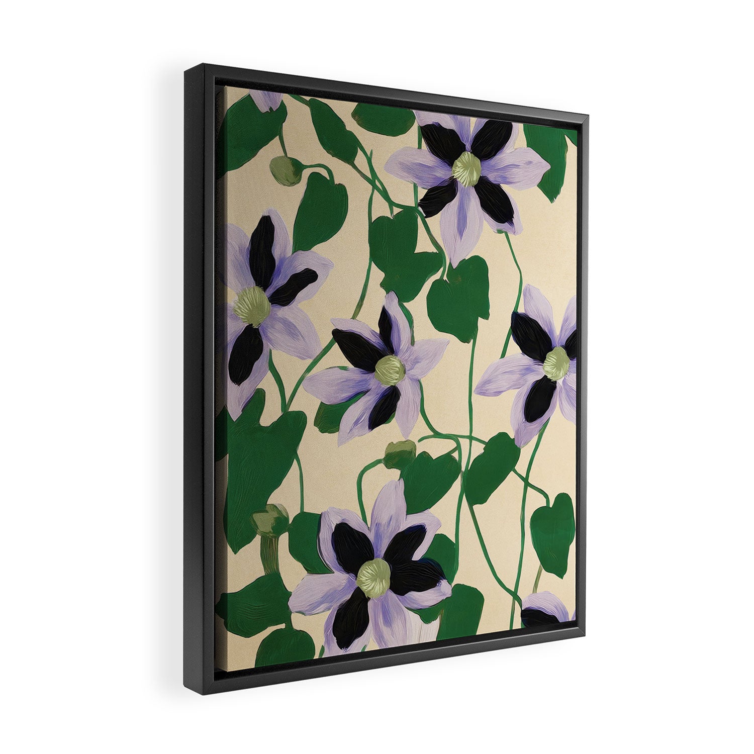 Clematis Botanical Illustration Framed Canvas Print Gallery Image 2