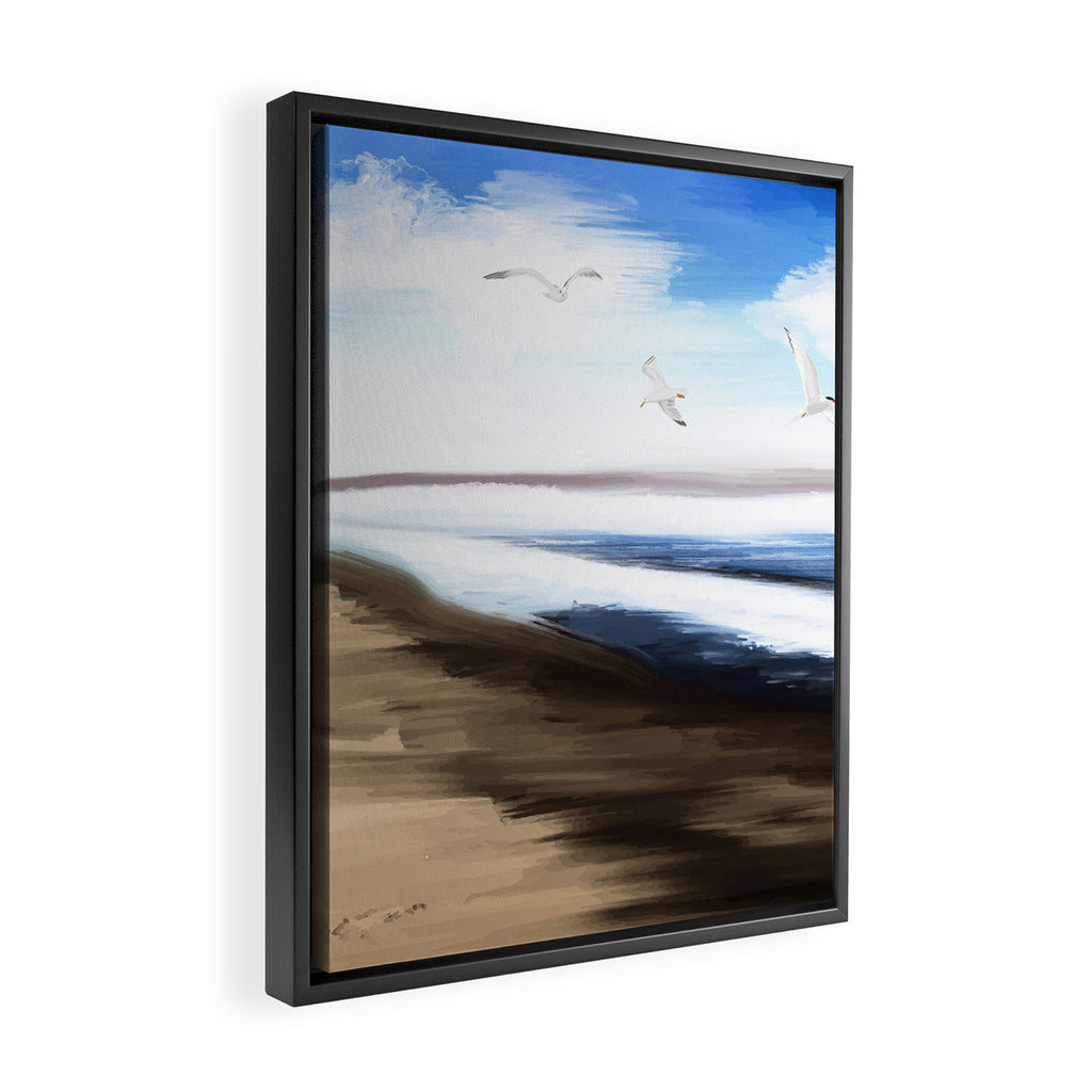 Coastal Seagulls Framed Canvas Print Gallery Image 2
