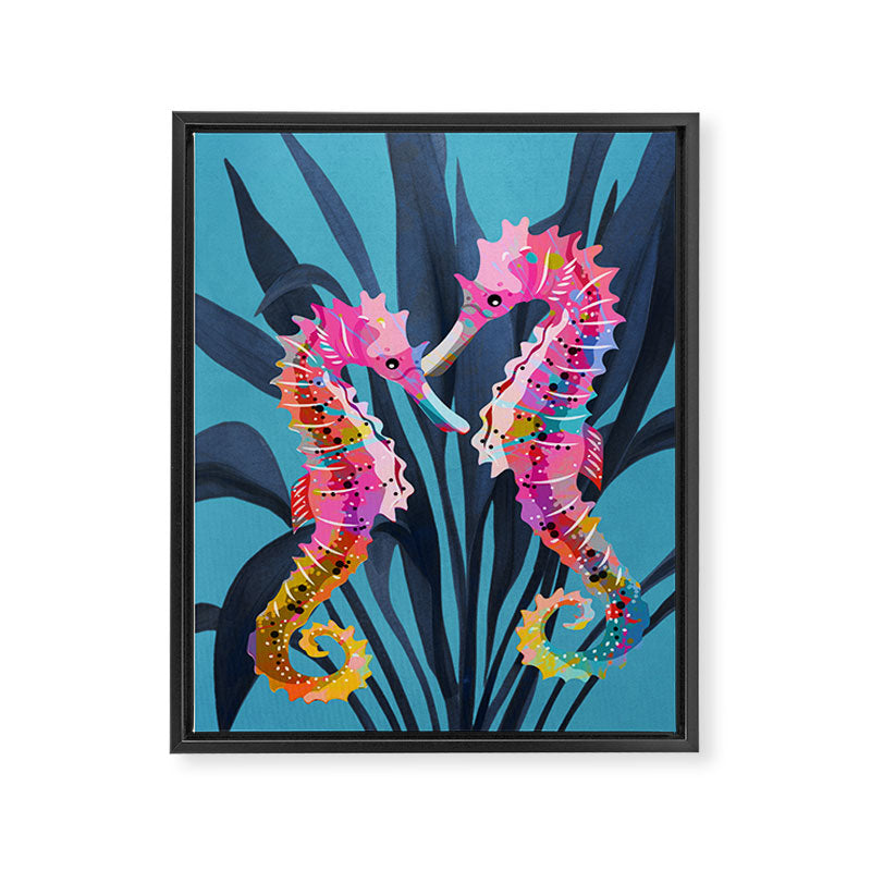 Colorful Seahorses Art 1 Framed Canvas Print Gallery Image 6