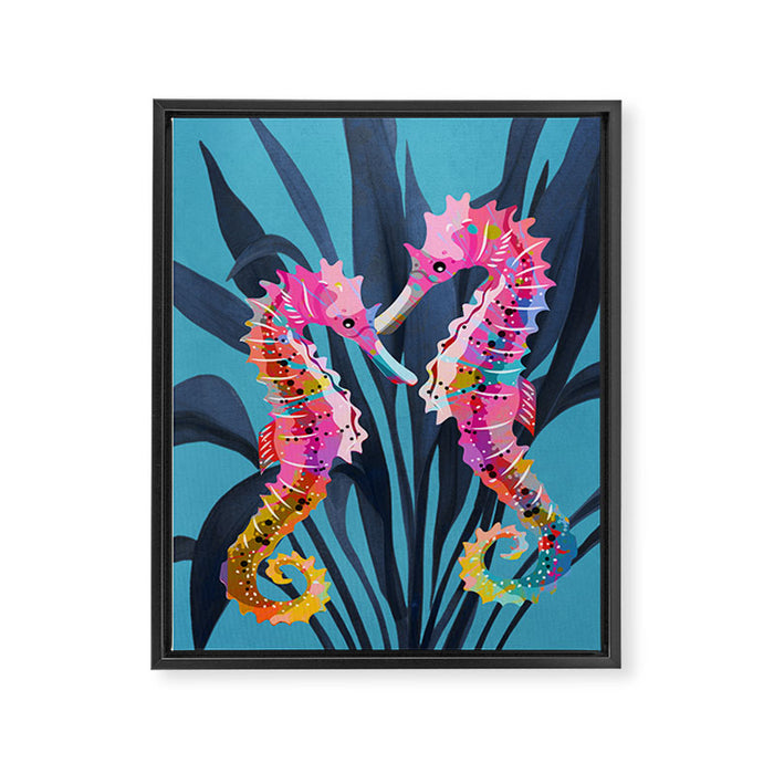 Colorful Seahorses Art 1 Framed Canvas Print Gallery Image 1