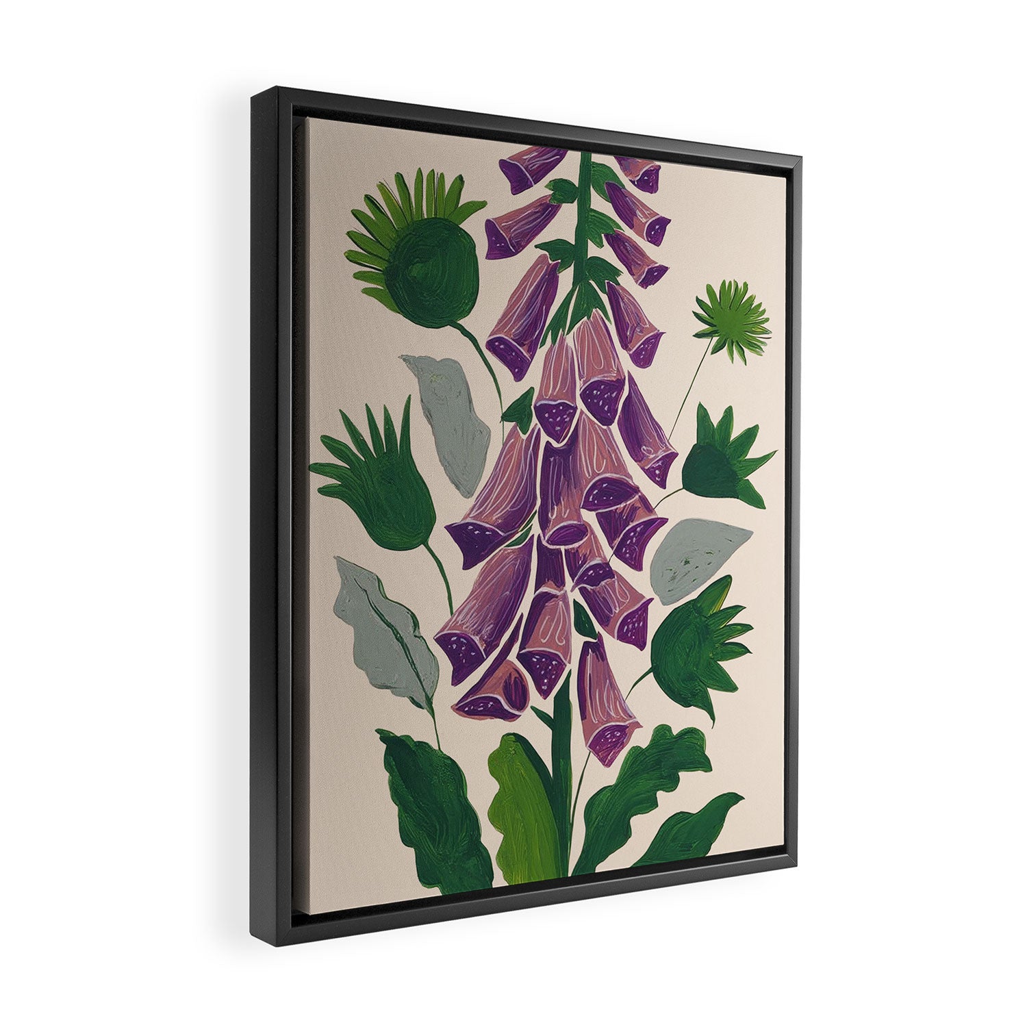 Contemporary Botanical Garden Foxglove in Bloom Framed Canvas Print Gallery Image 2